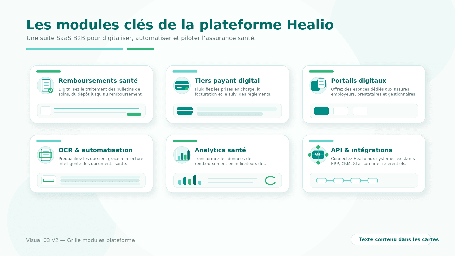 Grille des modules Healio
